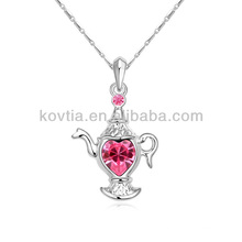 2014 new design silver plated jewelry teapot pendant necklace